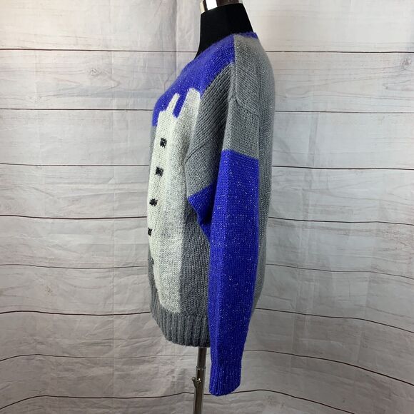 Vintage Wool Angora Sweater Pullover S Art Modern Skyscrapers Houses Skyline NYC - Picture 4 of 12